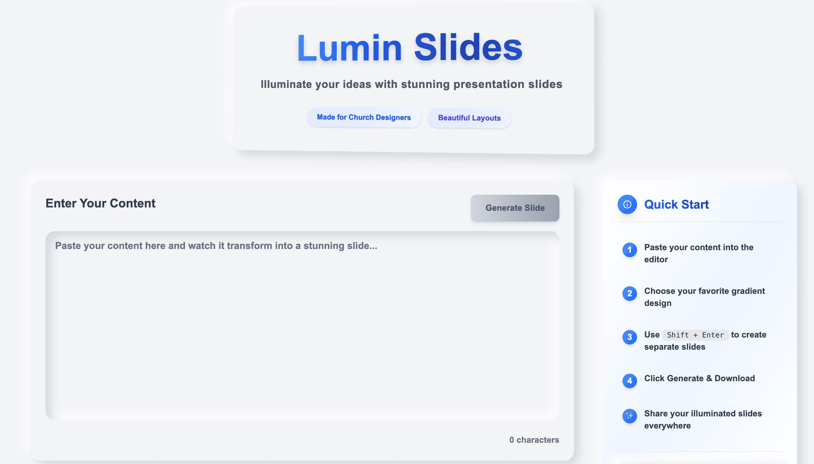 Lumin Slide interface preview 1
